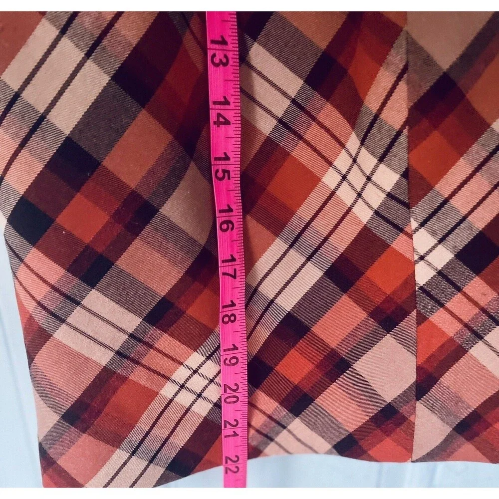 The Limited Y2K Pencil Skirt Plaid Women's Size 4 Orange - Picture 4 of 7
